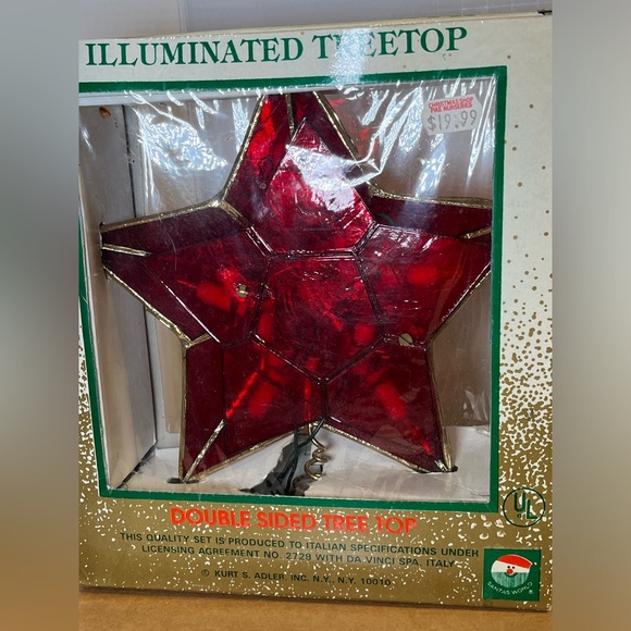 Kurt Adler 9" Illuminated TreeTop 10 Light 8 Point Capiz Clear Sheer - Picture 2 of 6